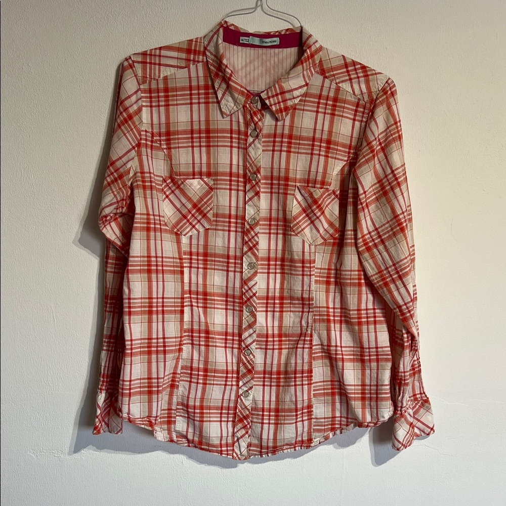 Maurices Red and White Plaid Women’s Shirt